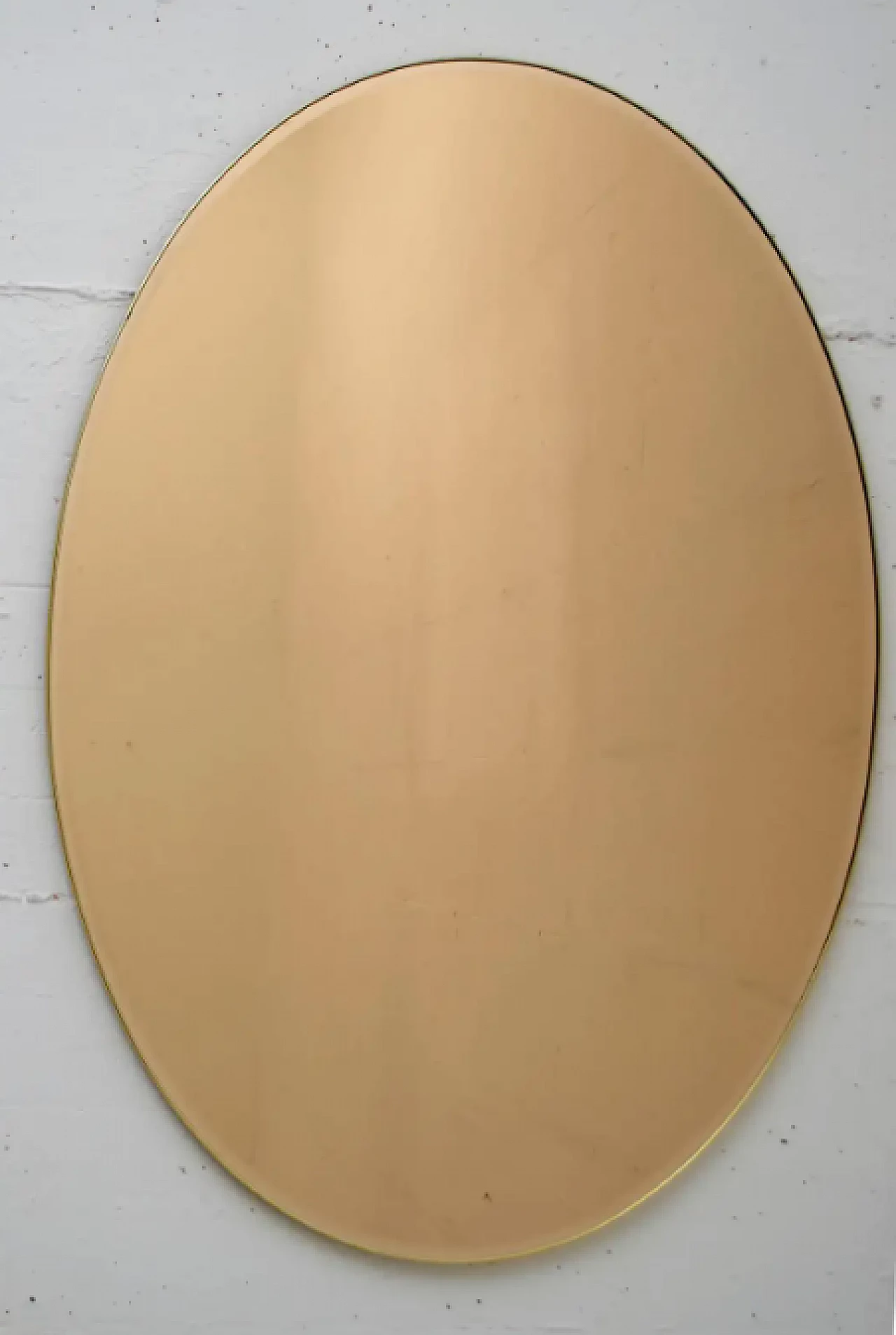 Pair of oval brass and bronze mirrors, 1970s 6