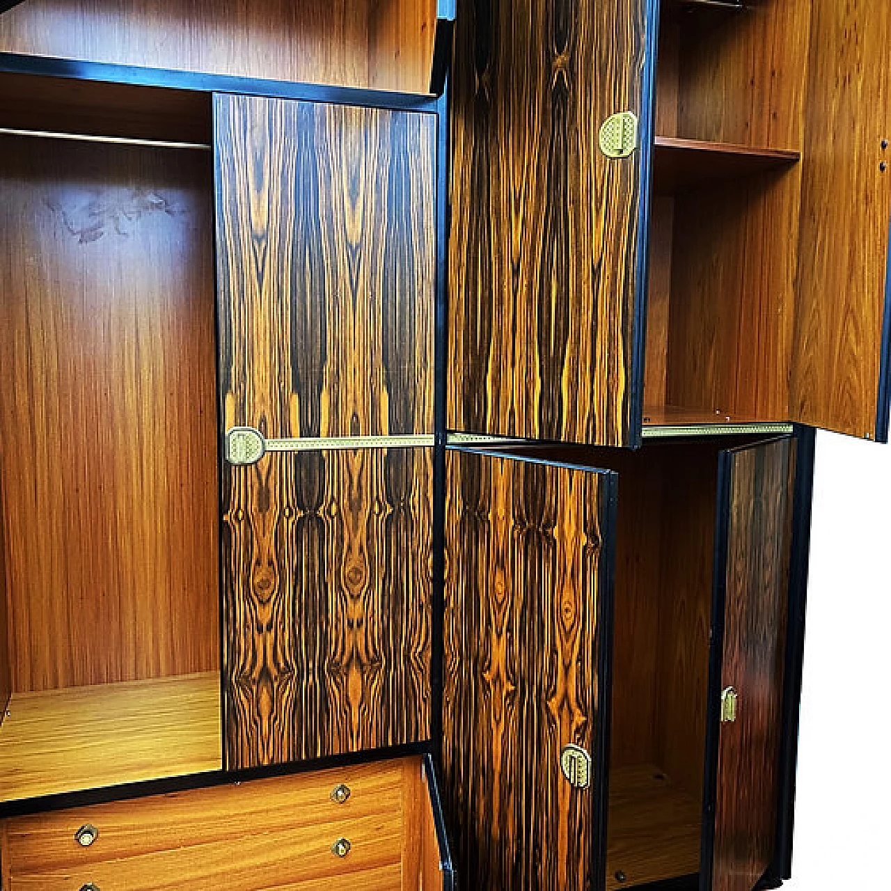 Armadio in Macassar e ottone di Adalberto Caraceni per Modernindustria 5