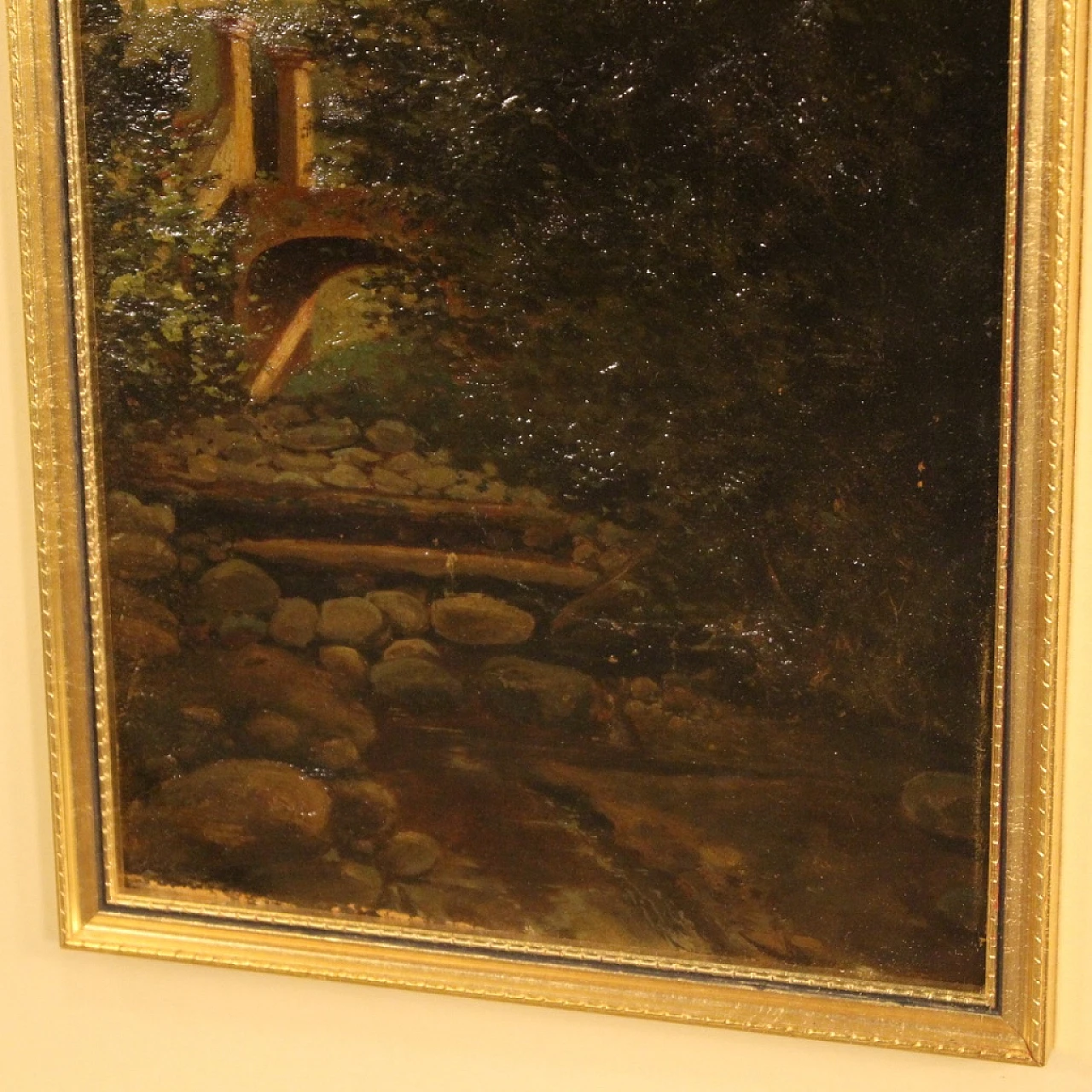 Landscape with trees and architectures, oil painting on cardboard 8
