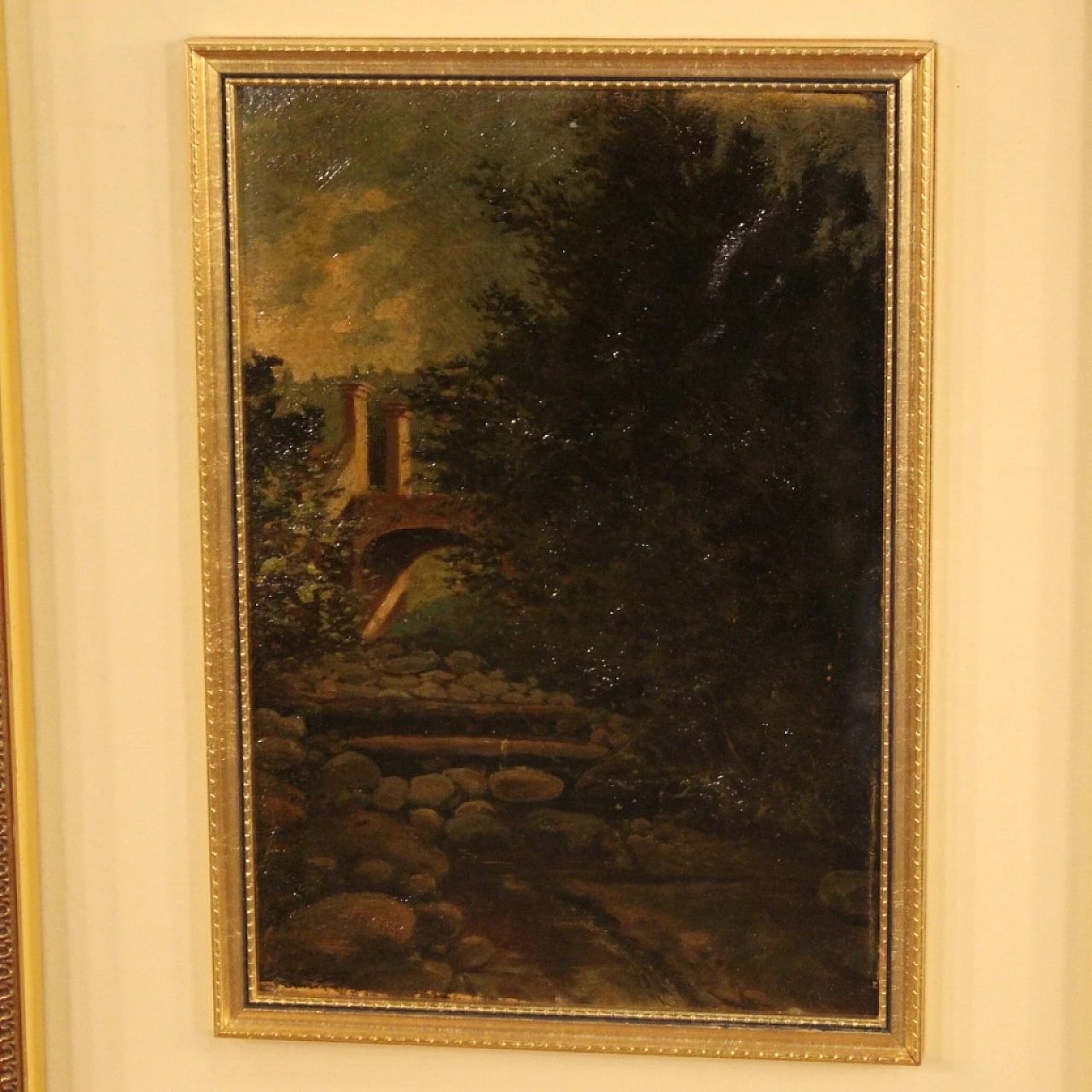 Landscape with trees and architectures, oil painting on cardboard 9