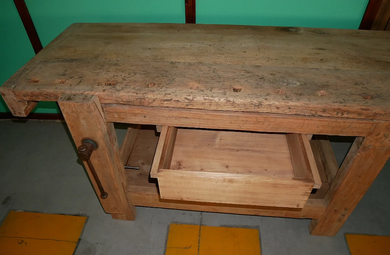Wooden carpenter's bench with elm base, 1930s 5