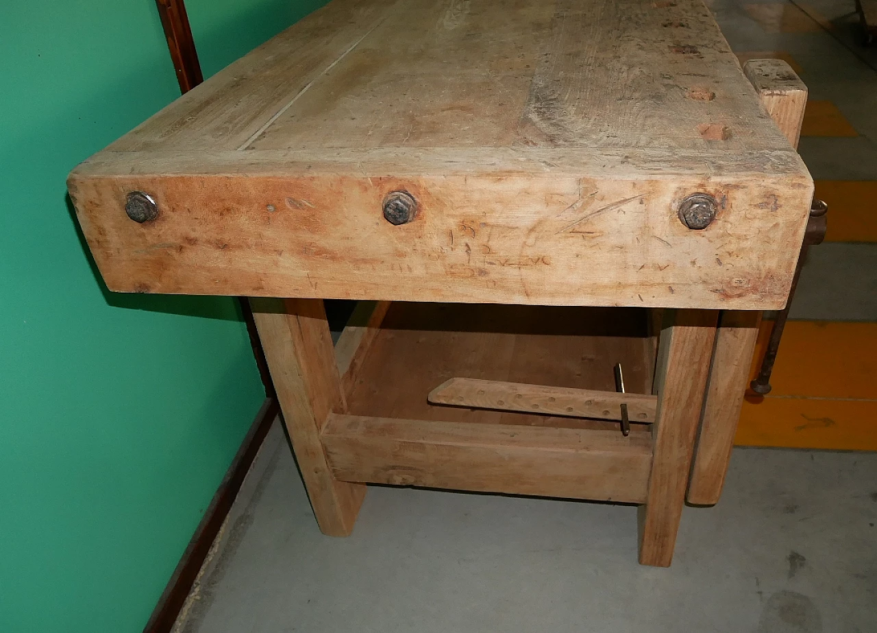 Wooden carpenter's bench with elm base, 1930s 6