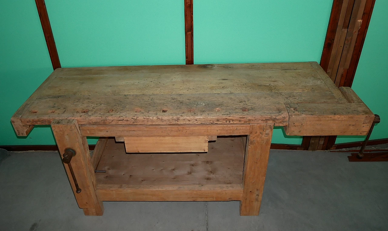 Wooden carpenter's bench with elm base, 1930s 12