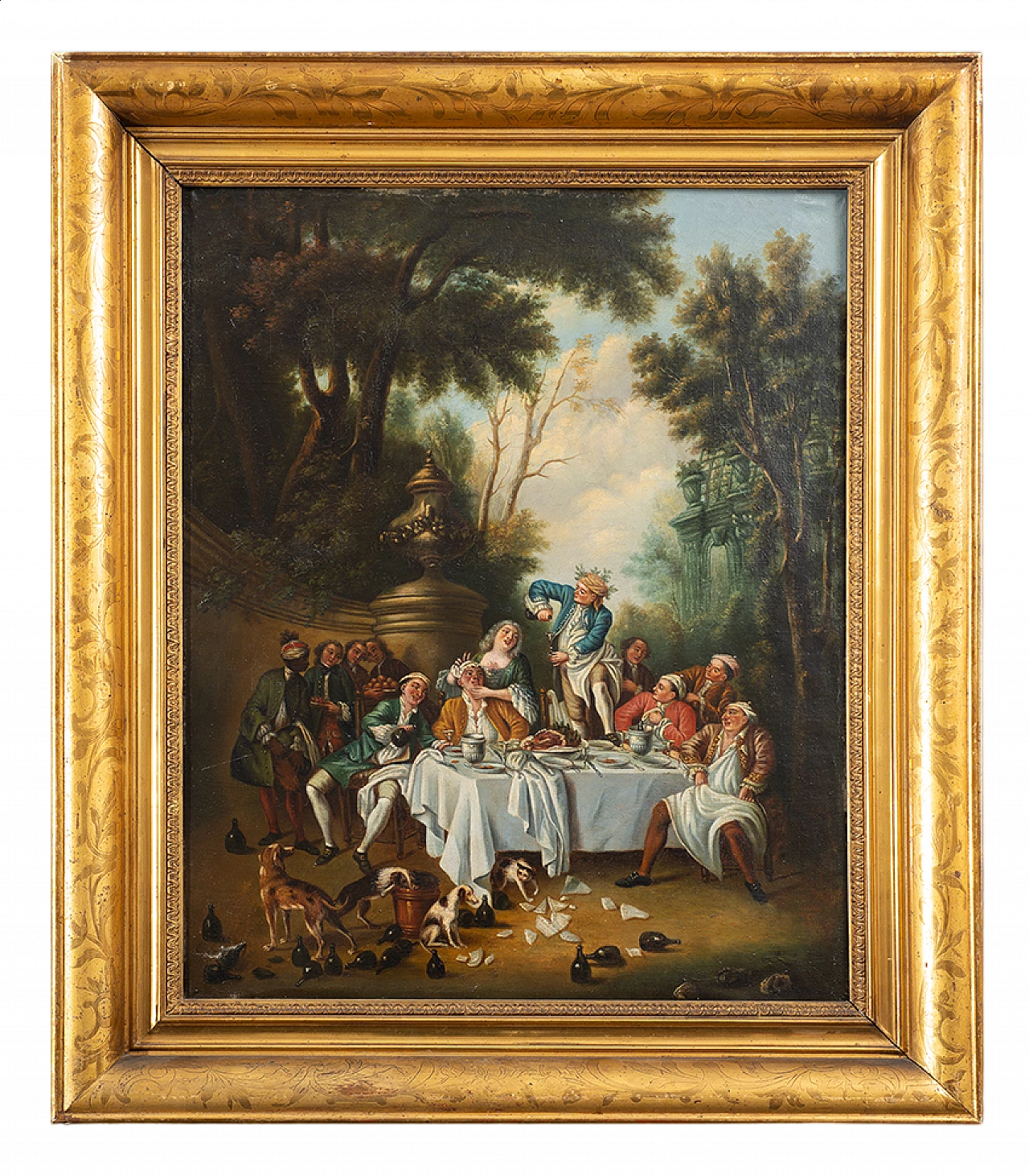 Banchetto in campagna, dipinto a olio su tela, seconda metà dell'800 6