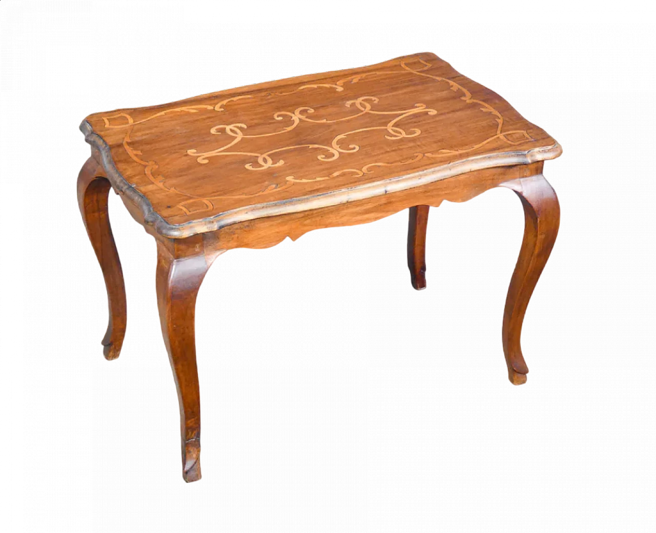 Piedmontese walnut coffee table inlaid, 18th century 6