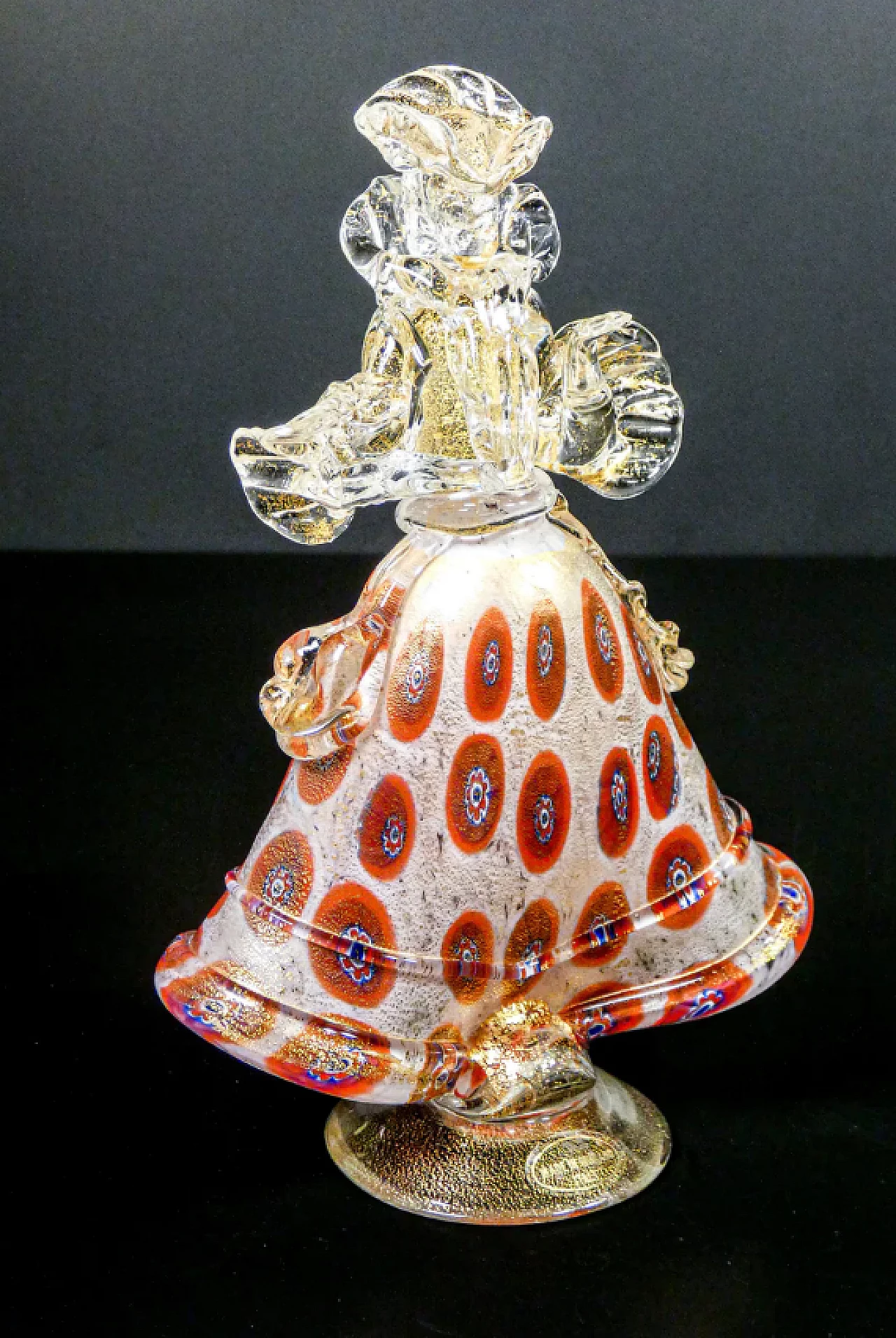 Coppia di figure goldoniane, Cavaliere e Dama in vetro soffiato policromo di Murano, primo '900 8