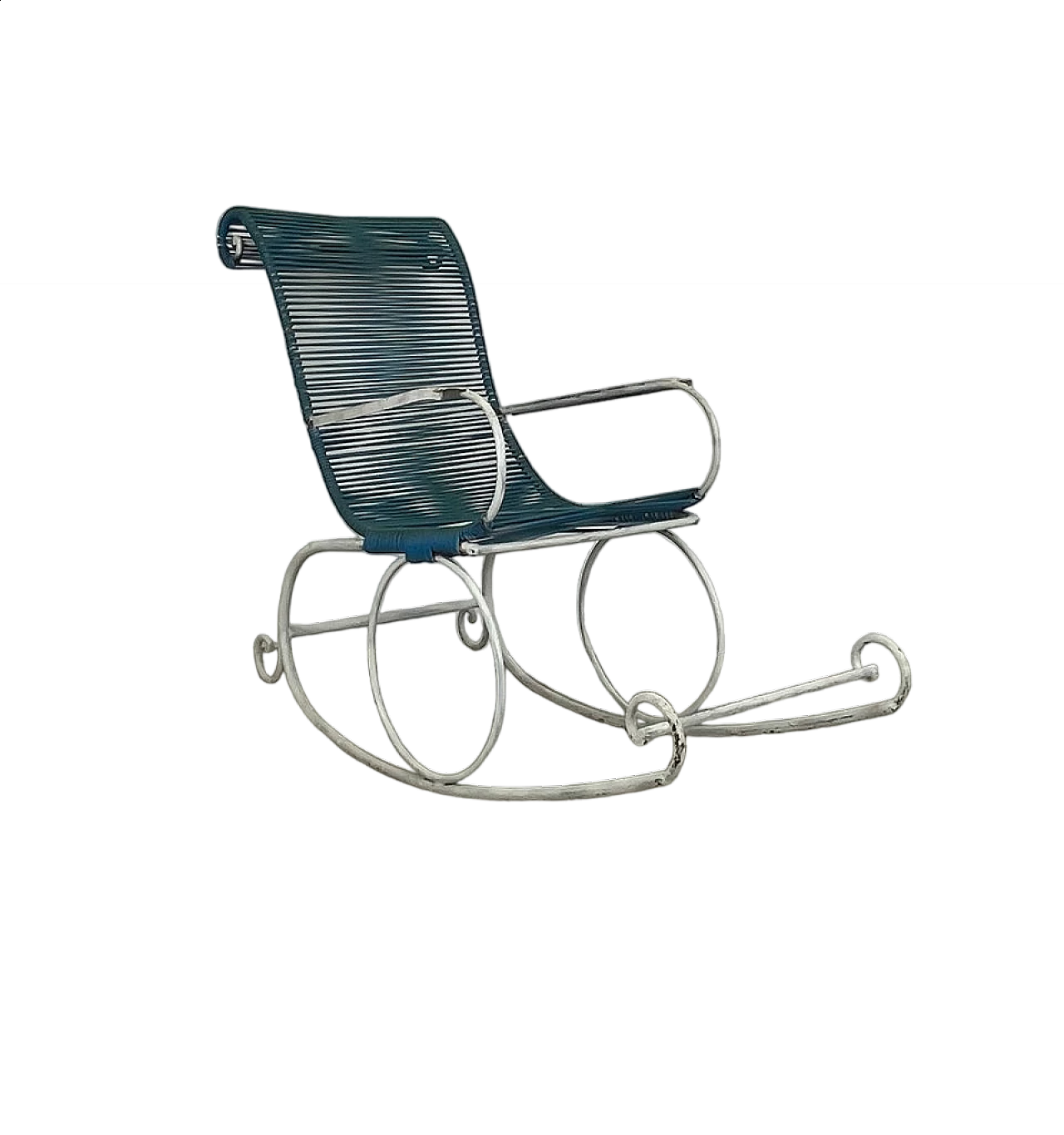 Sedia a dondolo da esterno in ferro e plastica, anni '60 6