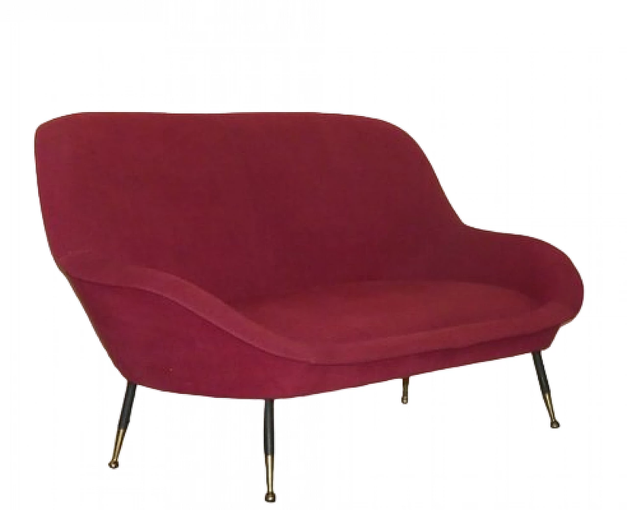 Three-seater metal and velvet sofa, 1950s 28