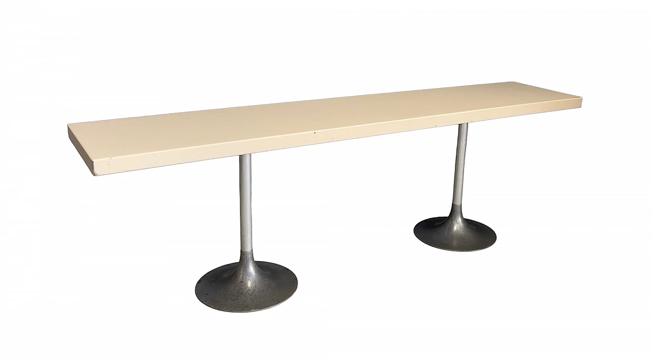 Banco da lavoro industriale in alluminio e legno laccato, anni '60 2