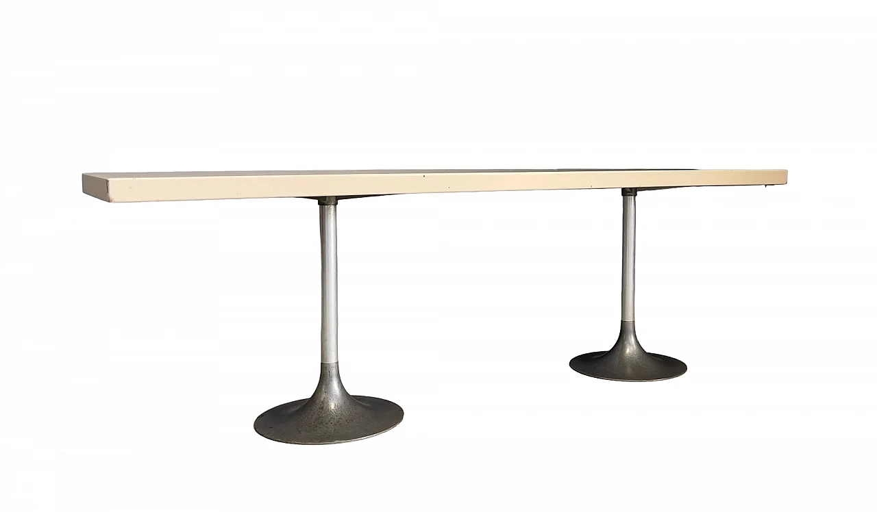 Banco da lavoro industriale in alluminio e legno laccato, anni '60 3