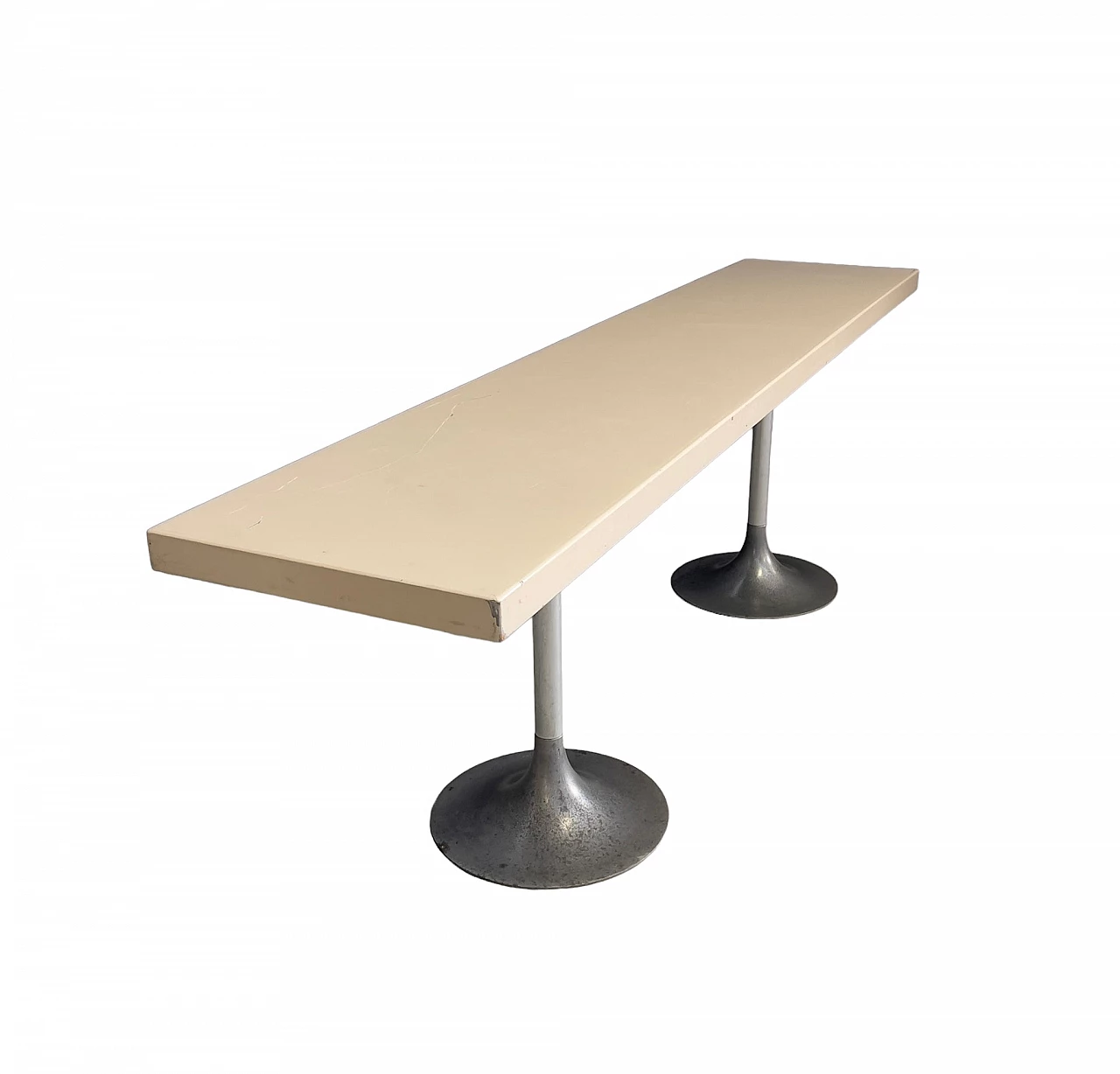 Banco da lavoro industriale in alluminio e legno laccato, anni '60 4