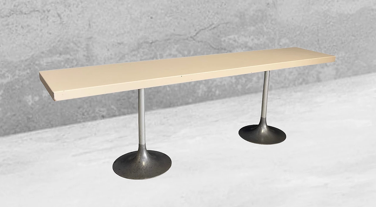 Banco da lavoro industriale in alluminio e legno laccato, anni '60 7