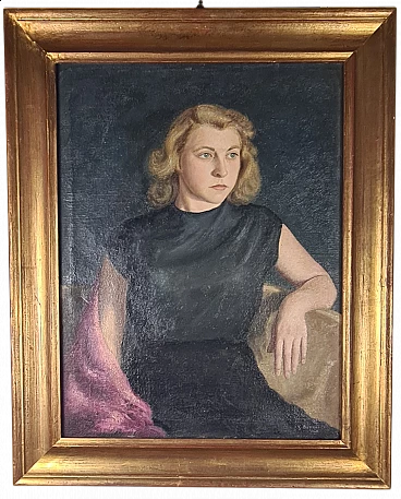 G. Botta, female portrait, oil painting on canvas, 1949