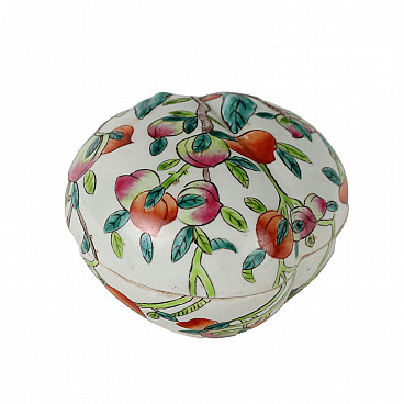 Chinese glazed porcelain peach-shaped box