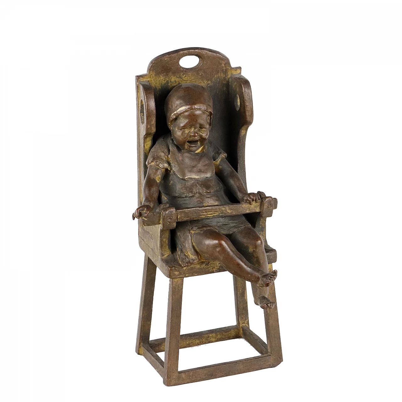 Clément Léopold Steiner, crying child, metal sculpture, late 19th century 1