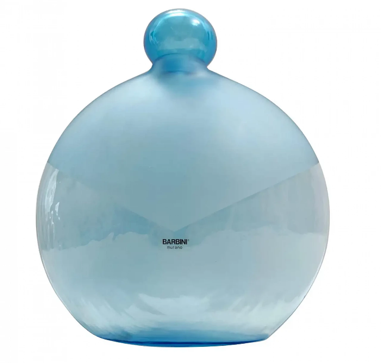 Round light blue Murano glass bottle by Alfredo Barbini, 1980s 1