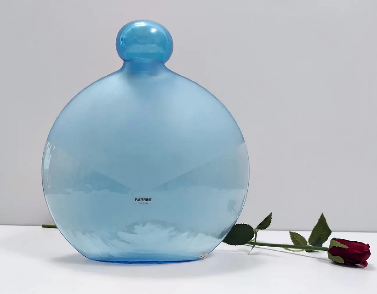 Round light blue Murano glass bottle by Alfredo Barbini, 1980s 2