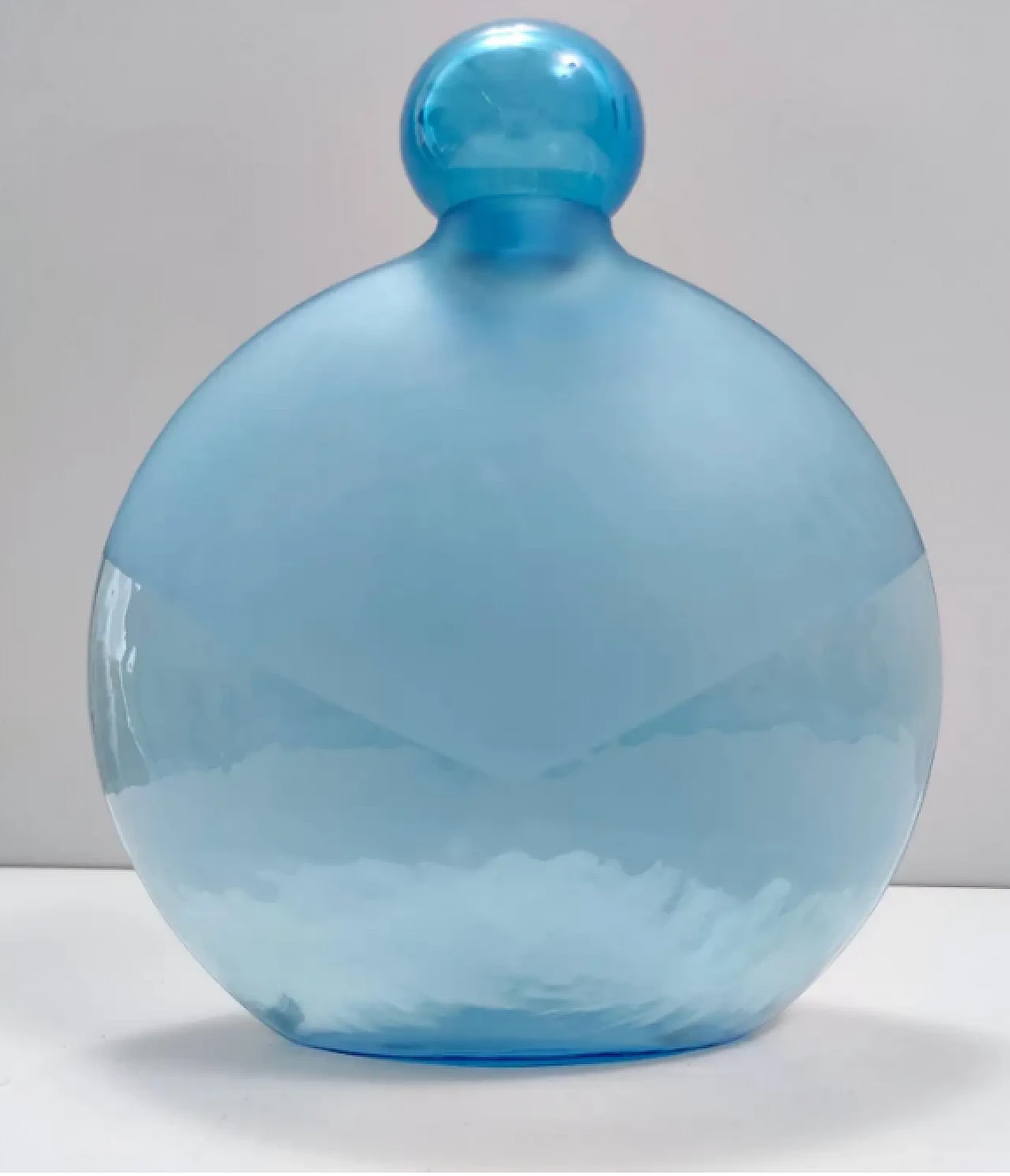 Round light blue Murano glass bottle by Alfredo Barbini, 1980s 4