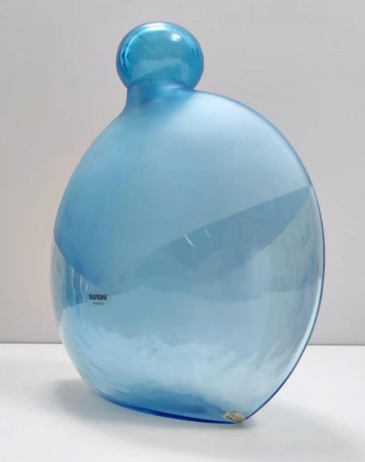 Round light blue Murano glass bottle by Alfredo Barbini, 1980s 5