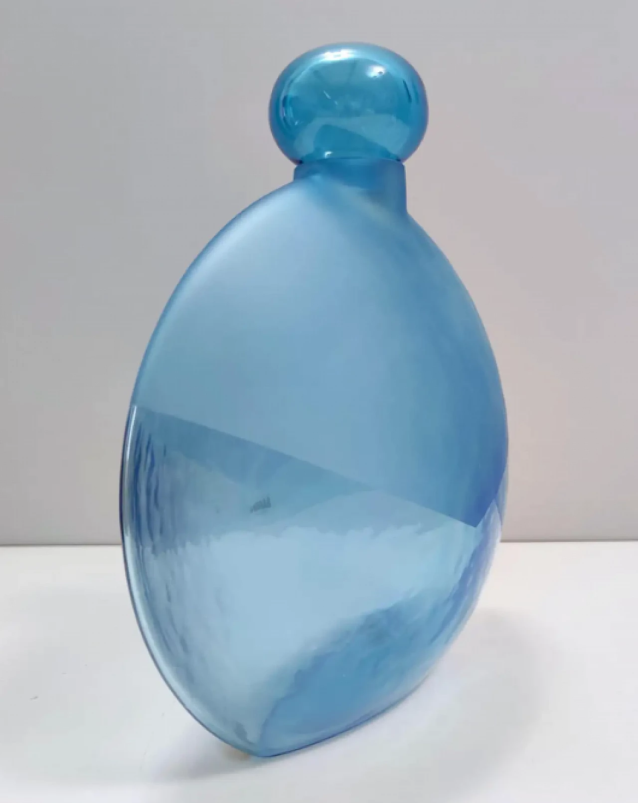 Round light blue Murano glass bottle by Alfredo Barbini, 1980s 6