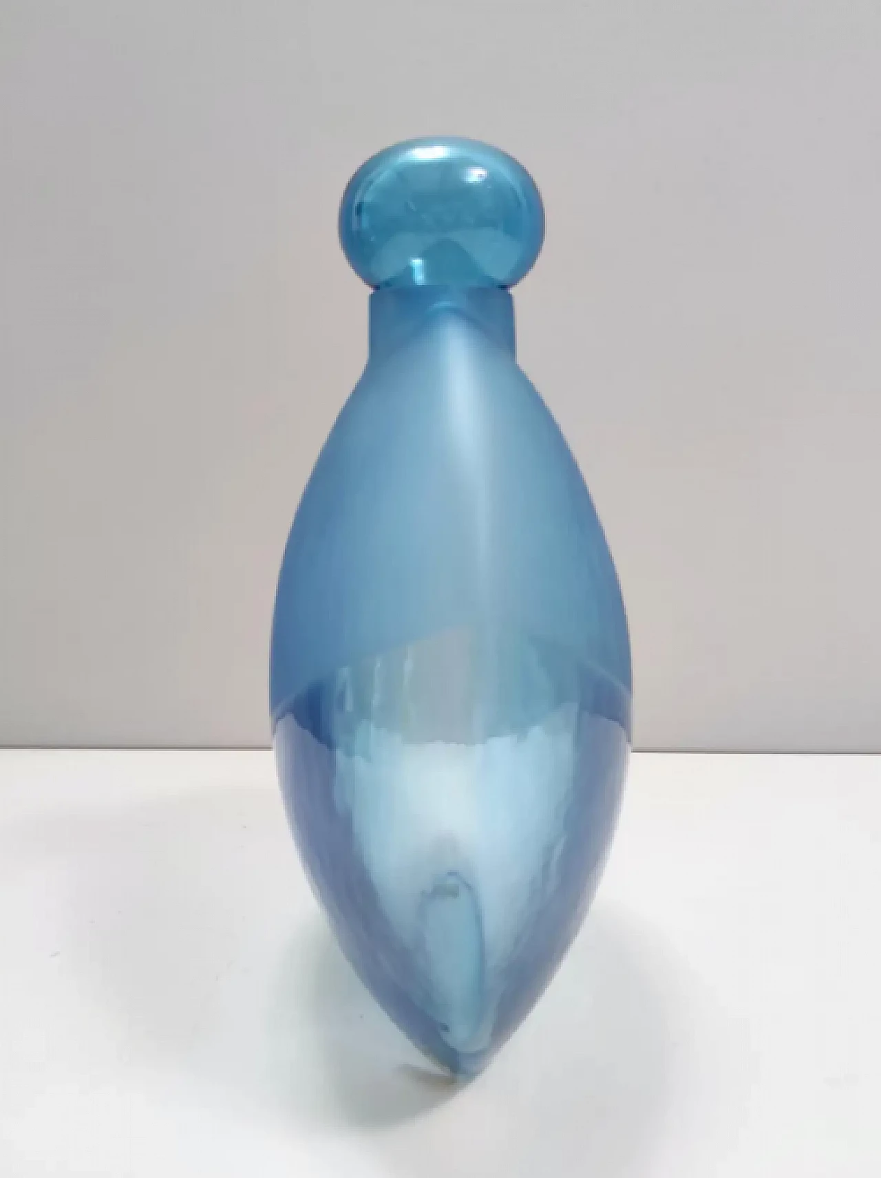 Round light blue Murano glass bottle by Alfredo Barbini, 1980s 7