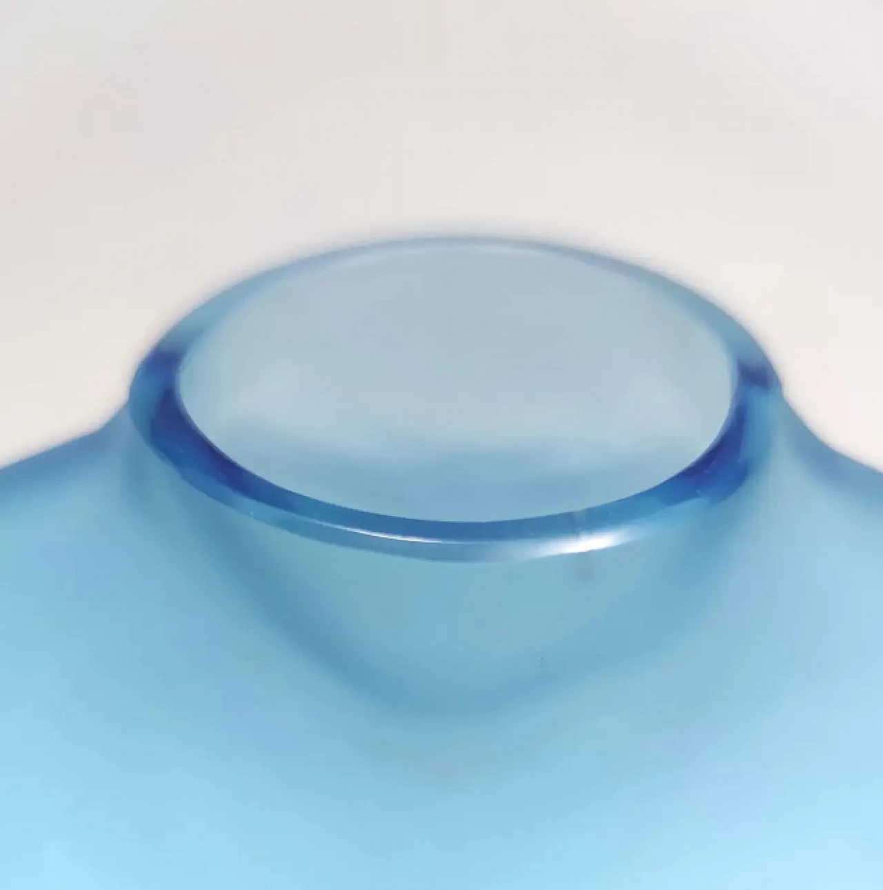 Round light blue Murano glass bottle by Alfredo Barbini, 1980s 8