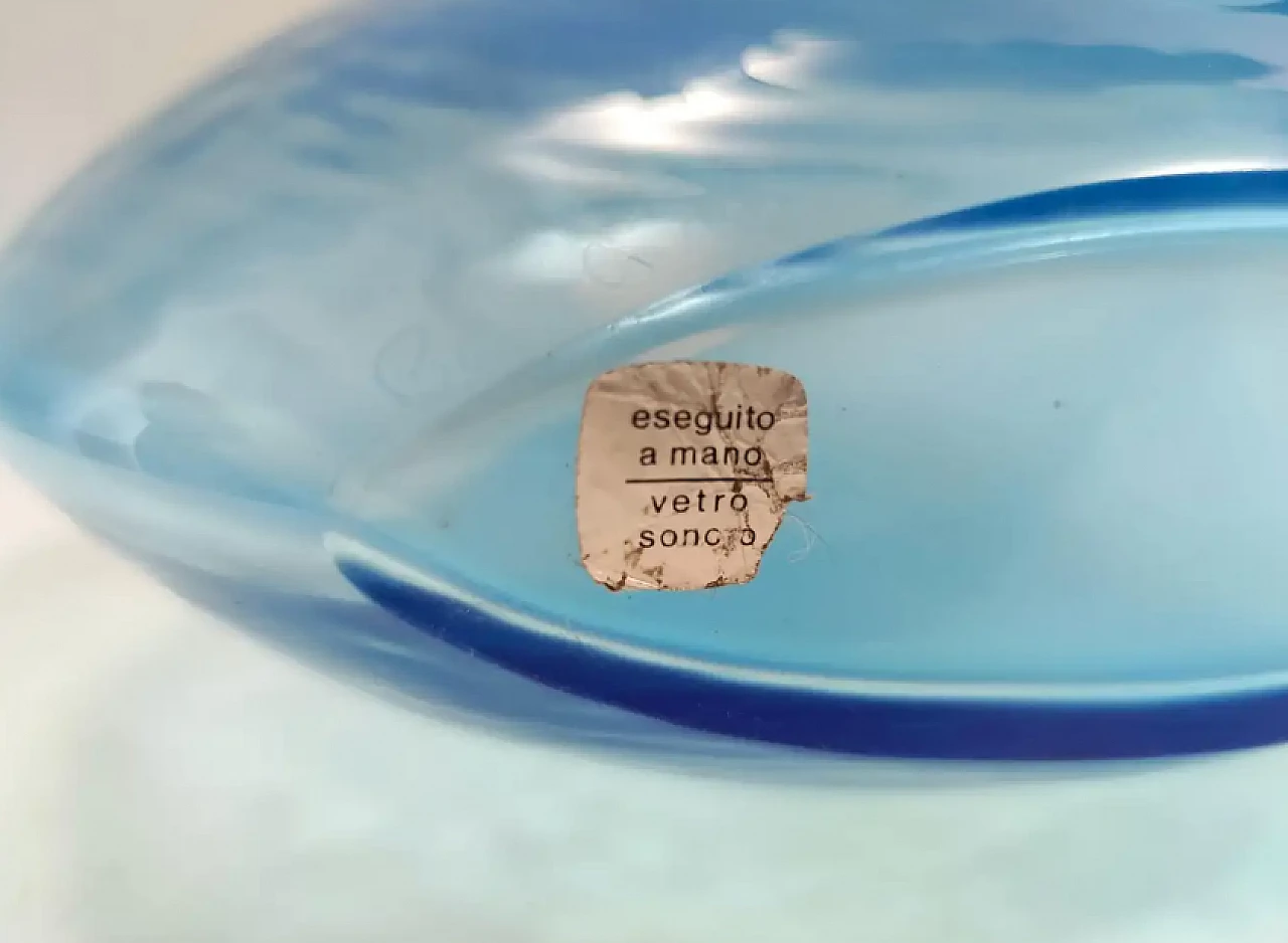 Round light blue Murano glass bottle by Alfredo Barbini, 1980s 10