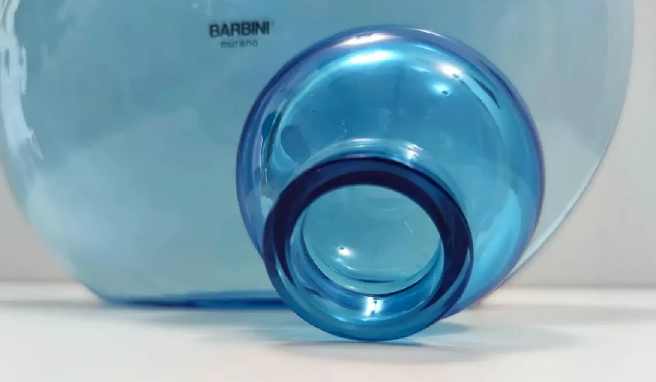 Round light blue Murano glass bottle by Alfredo Barbini, 1980s 12