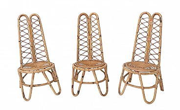 3 Bamboo garden chairs, 1950s