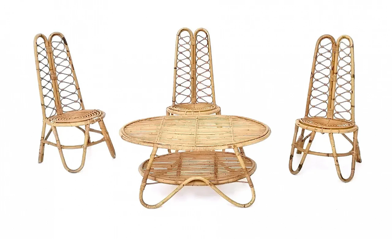 3 Bamboo garden chairs, 1950s 3