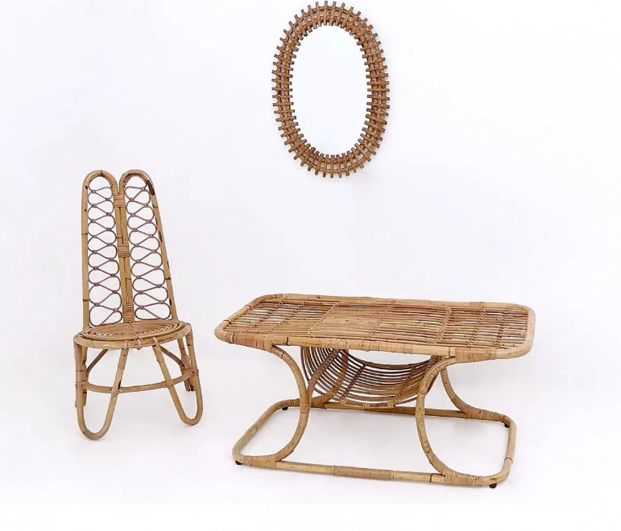 3 Bamboo garden chairs, 1950s 4