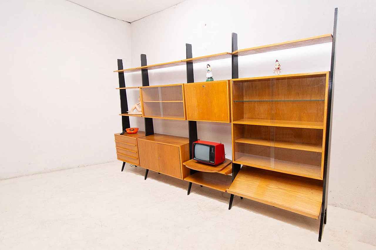 Czechoslovakian beech, plywood and iron bookcase, 1960s 3