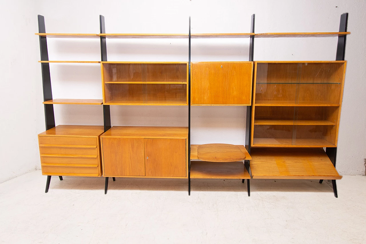 Czechoslovakian beech, plywood and iron bookcase, 1960s 4