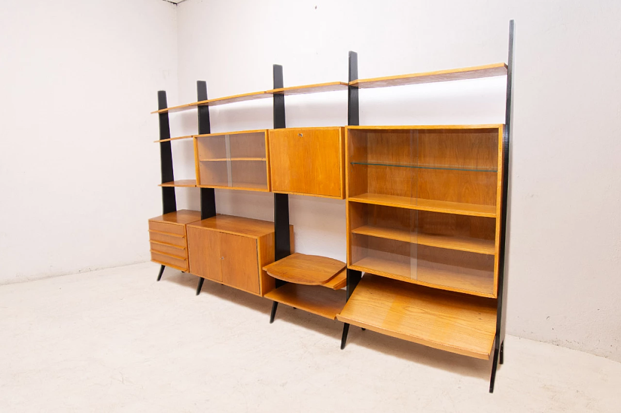 Czechoslovakian beech, plywood and iron bookcase, 1960s 5