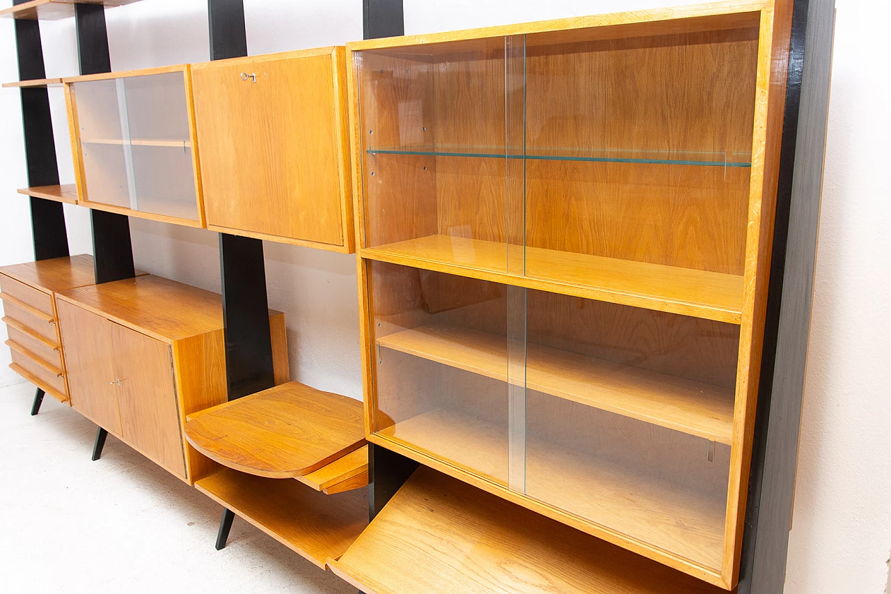 Czechoslovakian beech, plywood and iron bookcase, 1960s 6