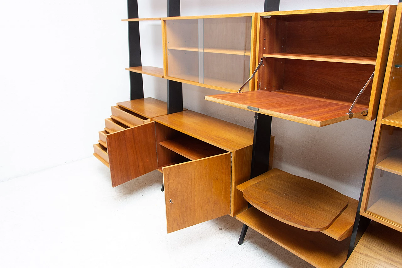 Czechoslovakian beech, plywood and iron bookcase, 1960s 10