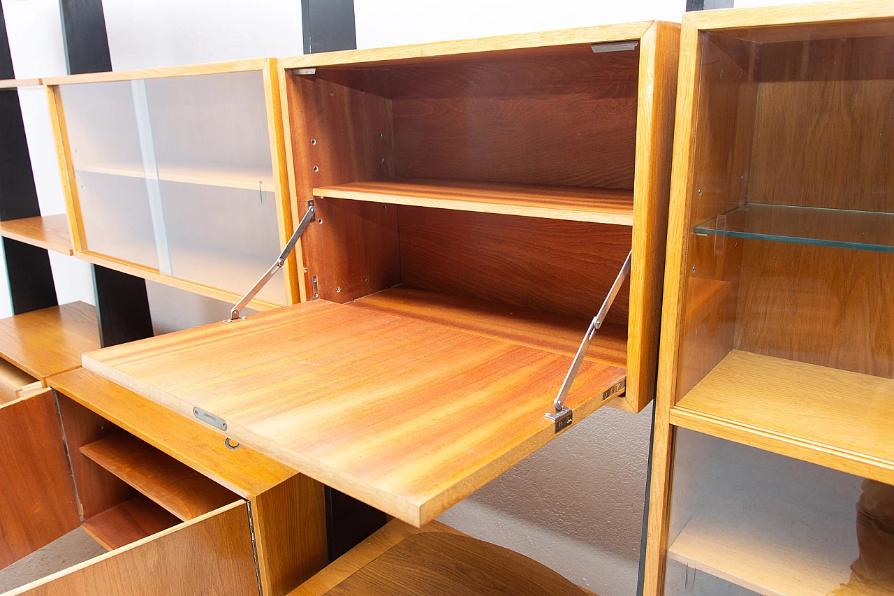Czechoslovakian beech, plywood and iron bookcase, 1960s 11