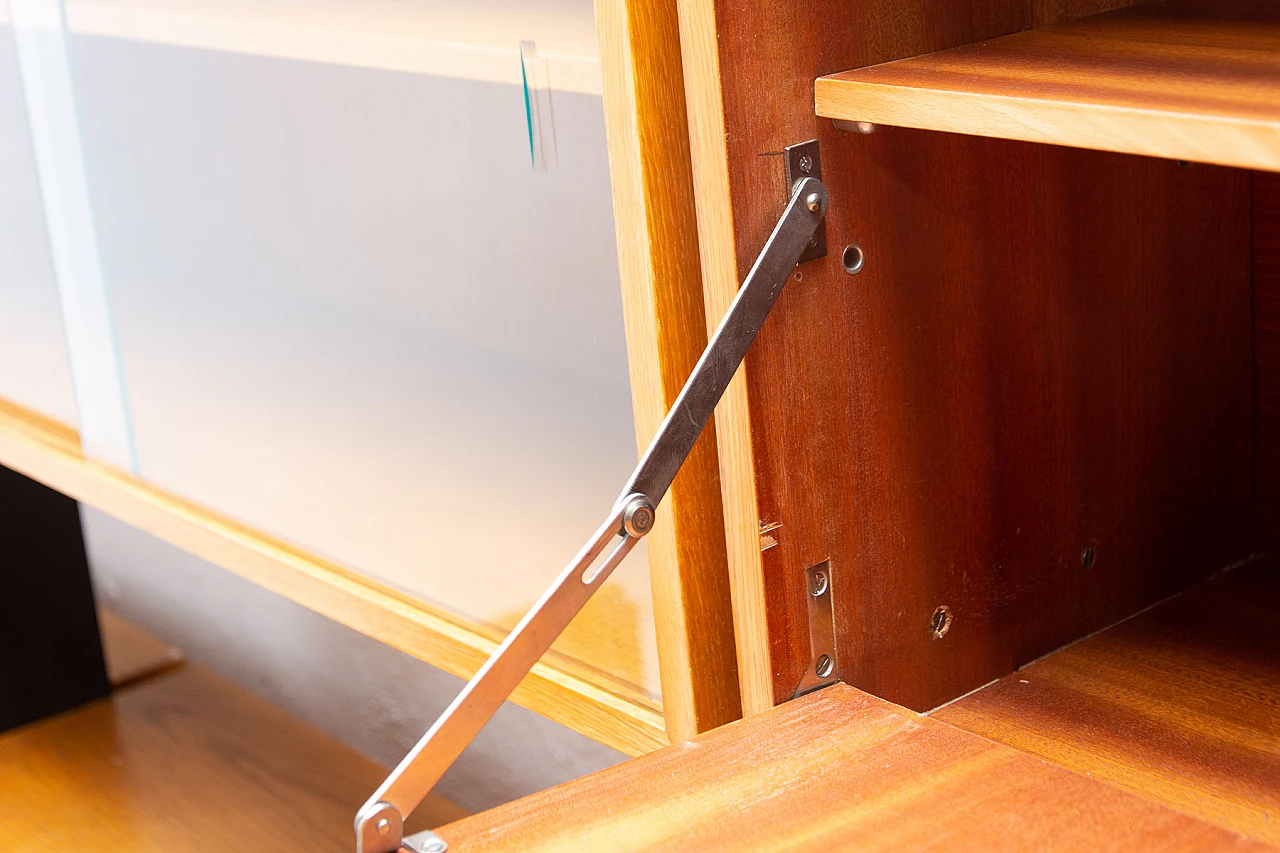 Czechoslovakian beech, plywood and iron bookcase, 1960s 12