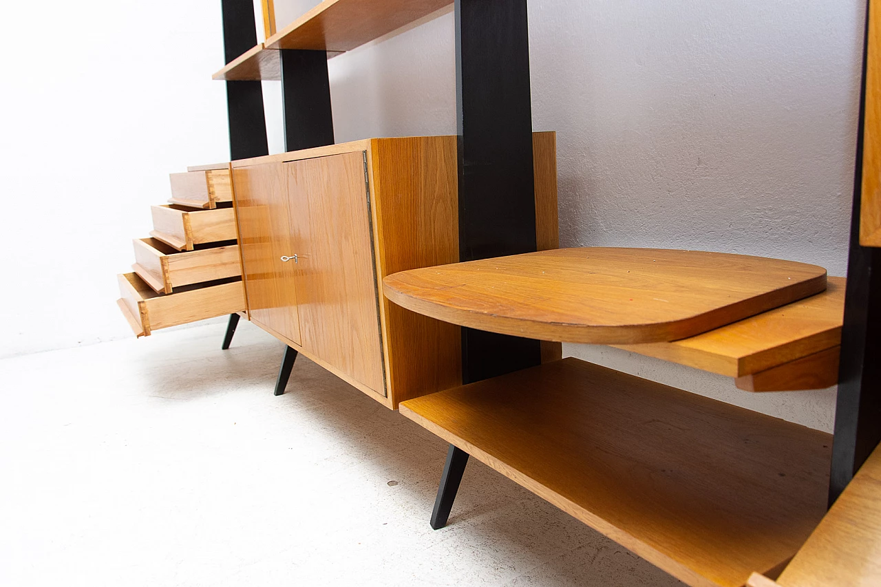 Czechoslovakian beech, plywood and iron bookcase, 1960s 21