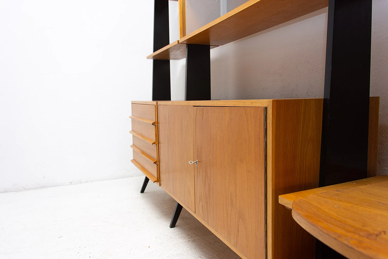 Czechoslovakian beech, plywood and iron bookcase, 1960s 22