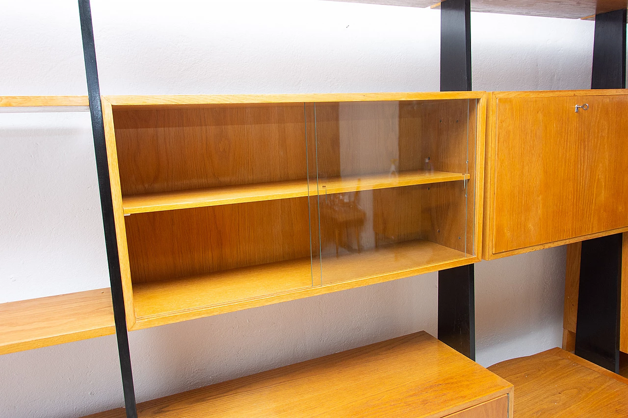 Czechoslovakian beech, plywood and iron bookcase, 1960s 23