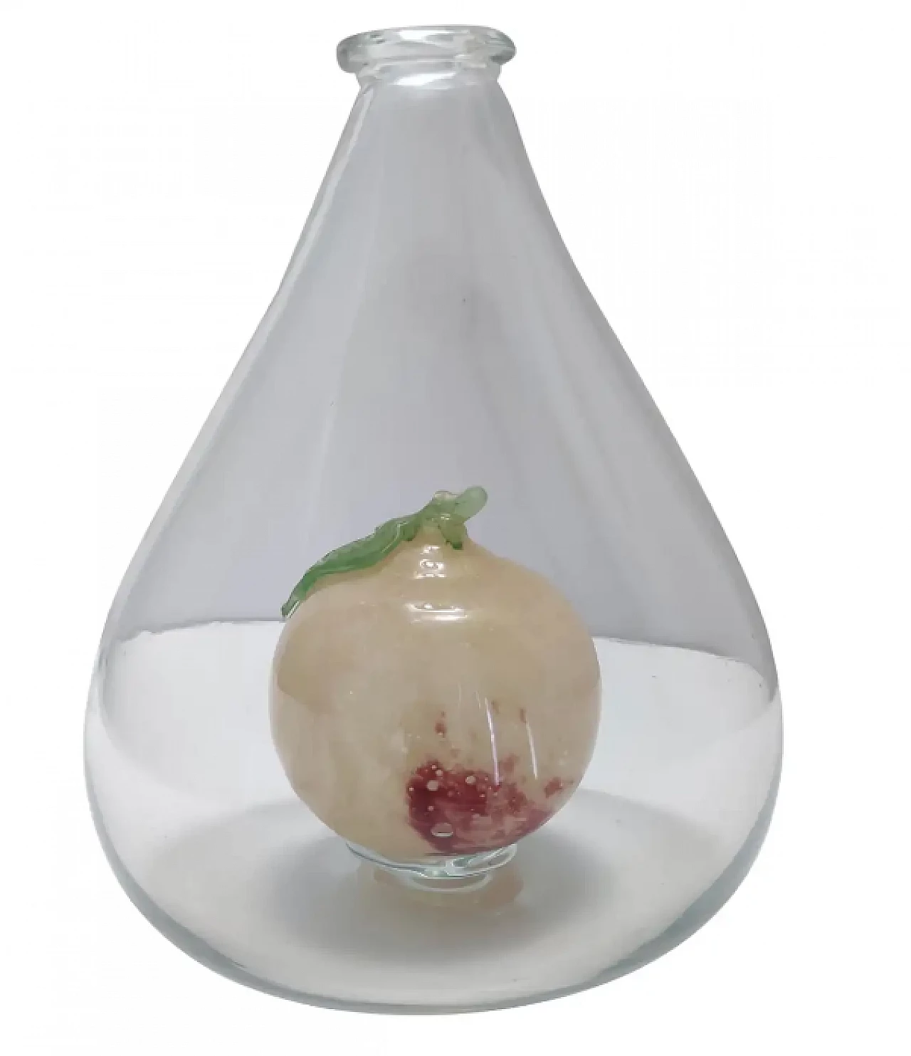 Vaso in vetro di Murano con frutta in vetro pulegoso attribuibile a Napoleone Martinuzzi, anni '40 1