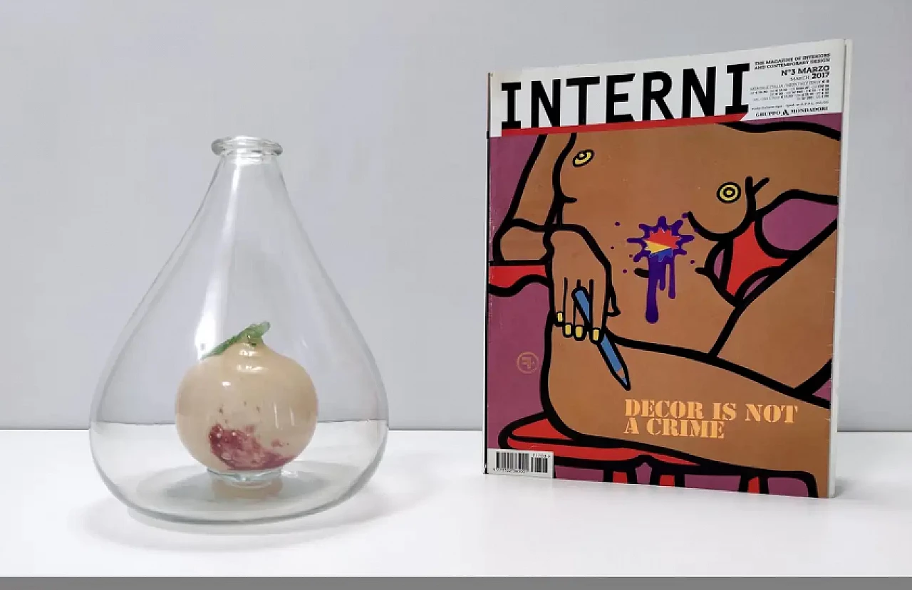 Vaso in vetro di Murano con frutta in vetro pulegoso attribuibile a Napoleone Martinuzzi, anni '40 2