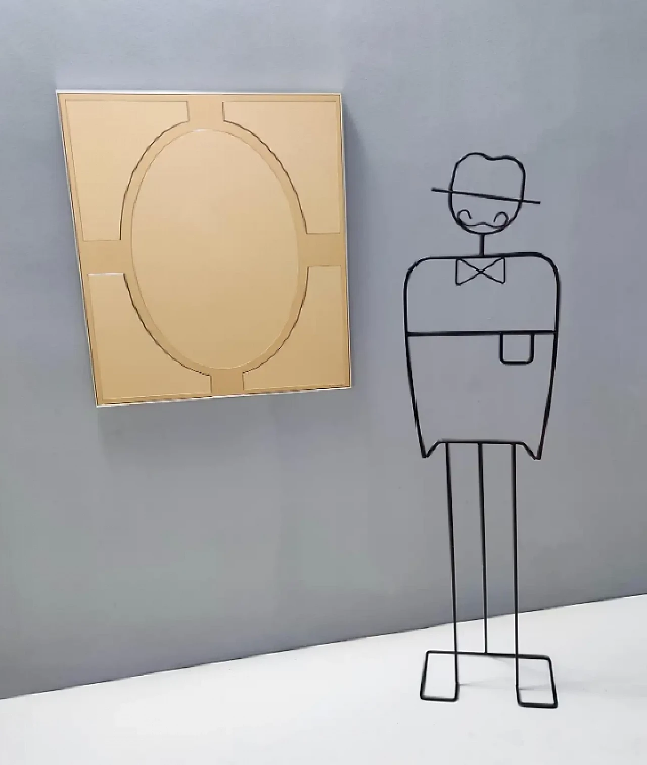 Specchio da parete rettangolare in bronzo di Giannobi, anni '80 2