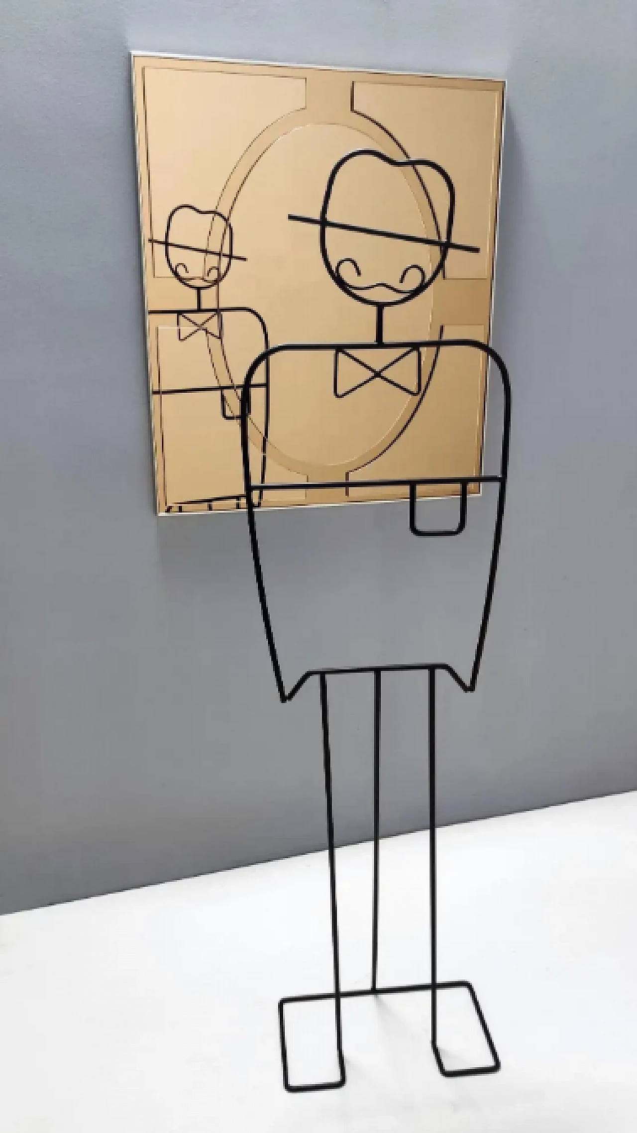 Specchio da parete rettangolare in bronzo di Giannobi, anni '80 3