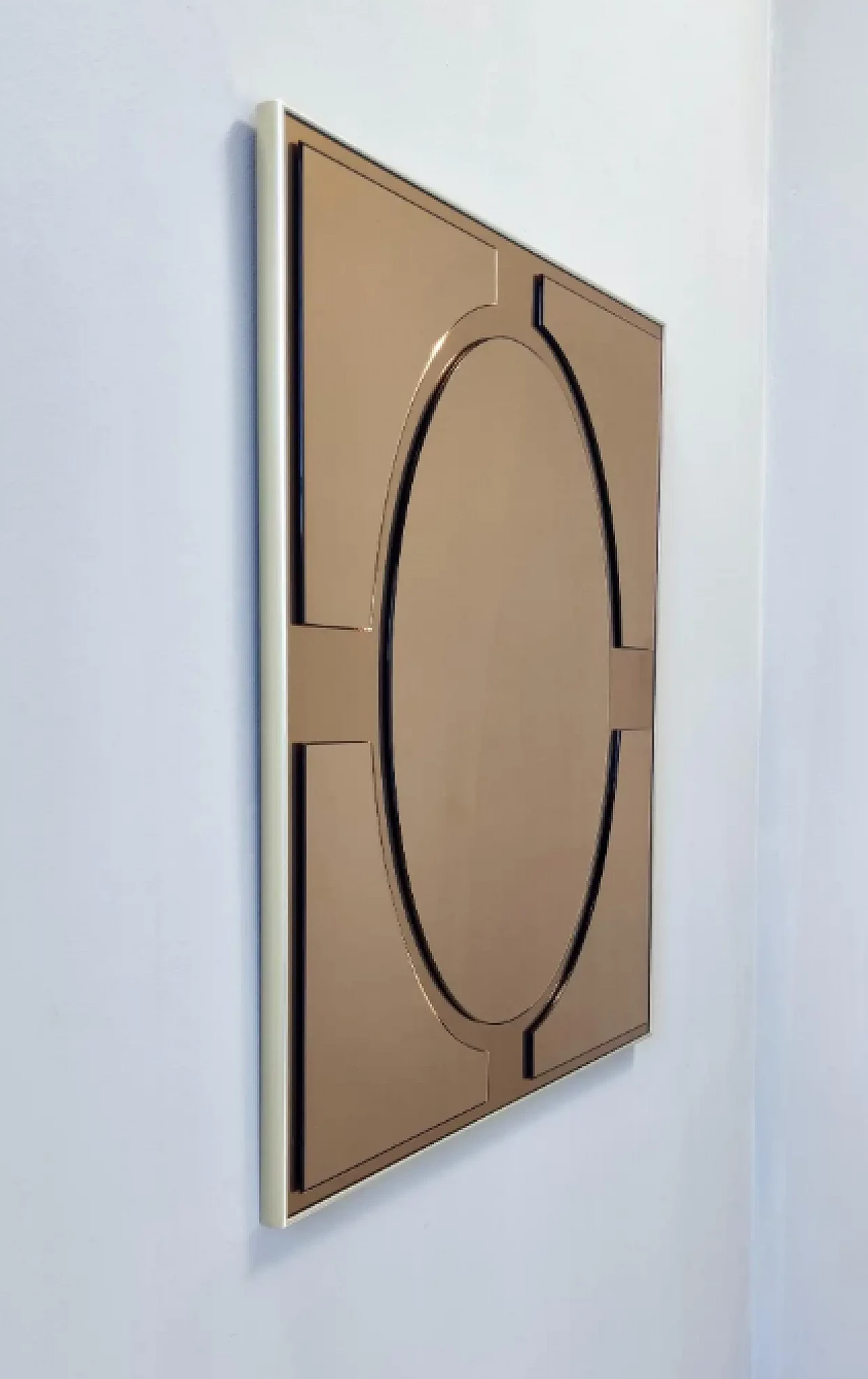 Specchio da parete rettangolare in bronzo di Giannobi, anni '80 5