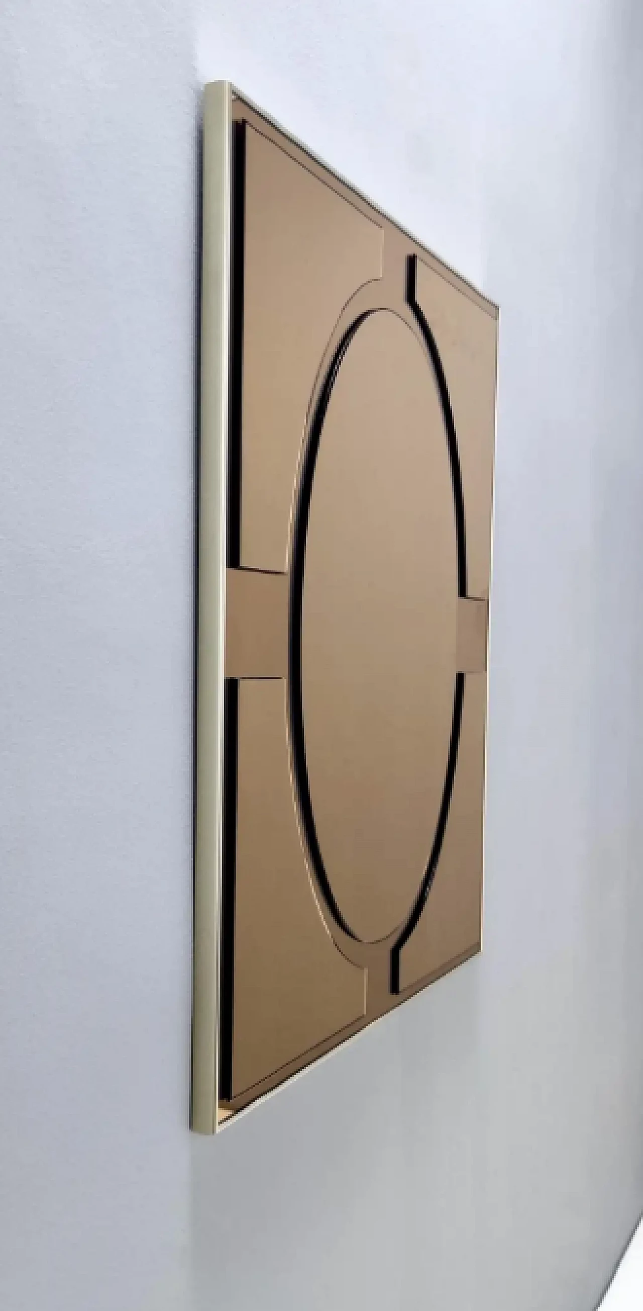 Specchio da parete rettangolare in bronzo di Giannobi, anni '80 6