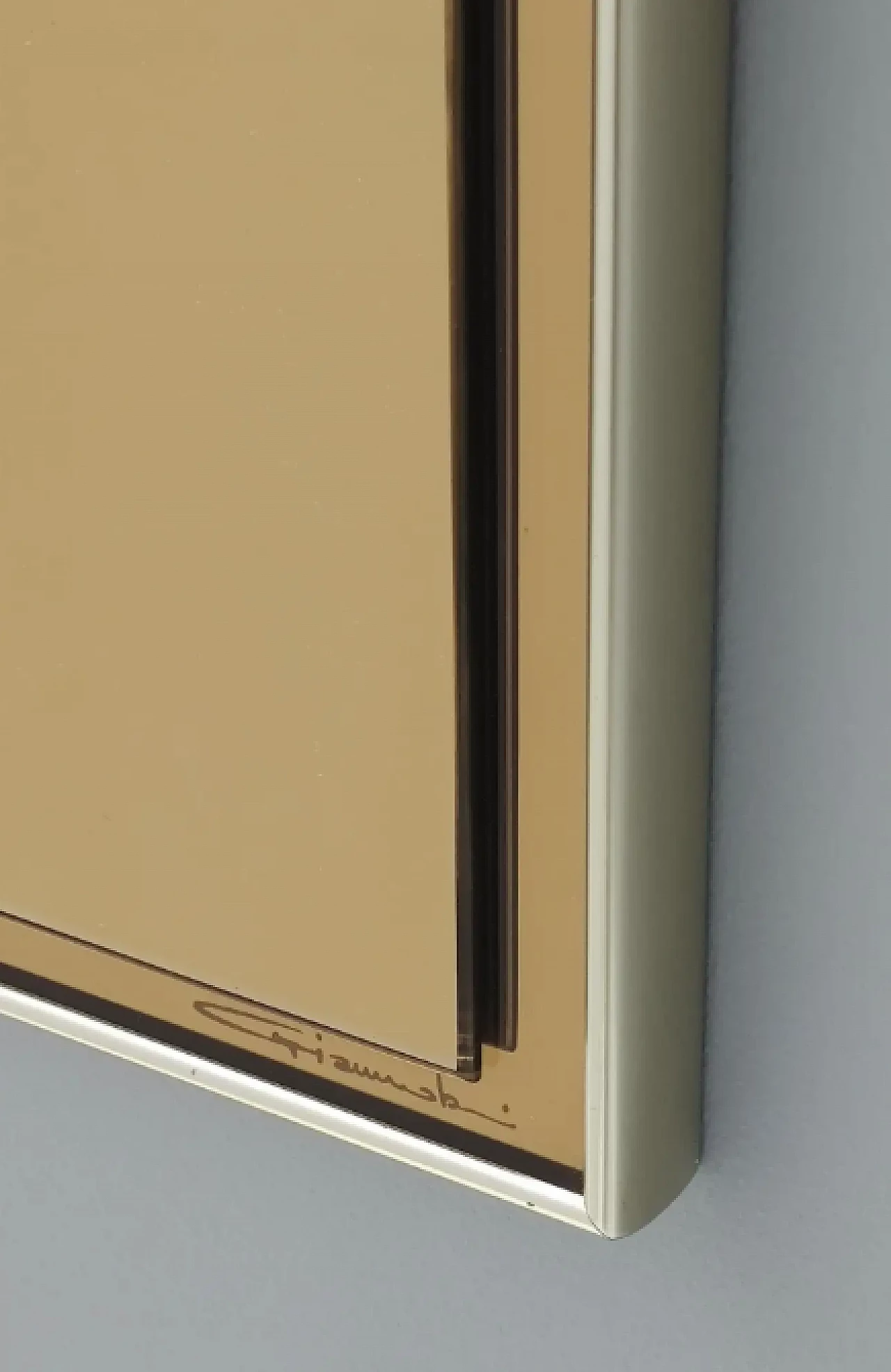 Specchio da parete rettangolare in bronzo di Giannobi, anni '80 11