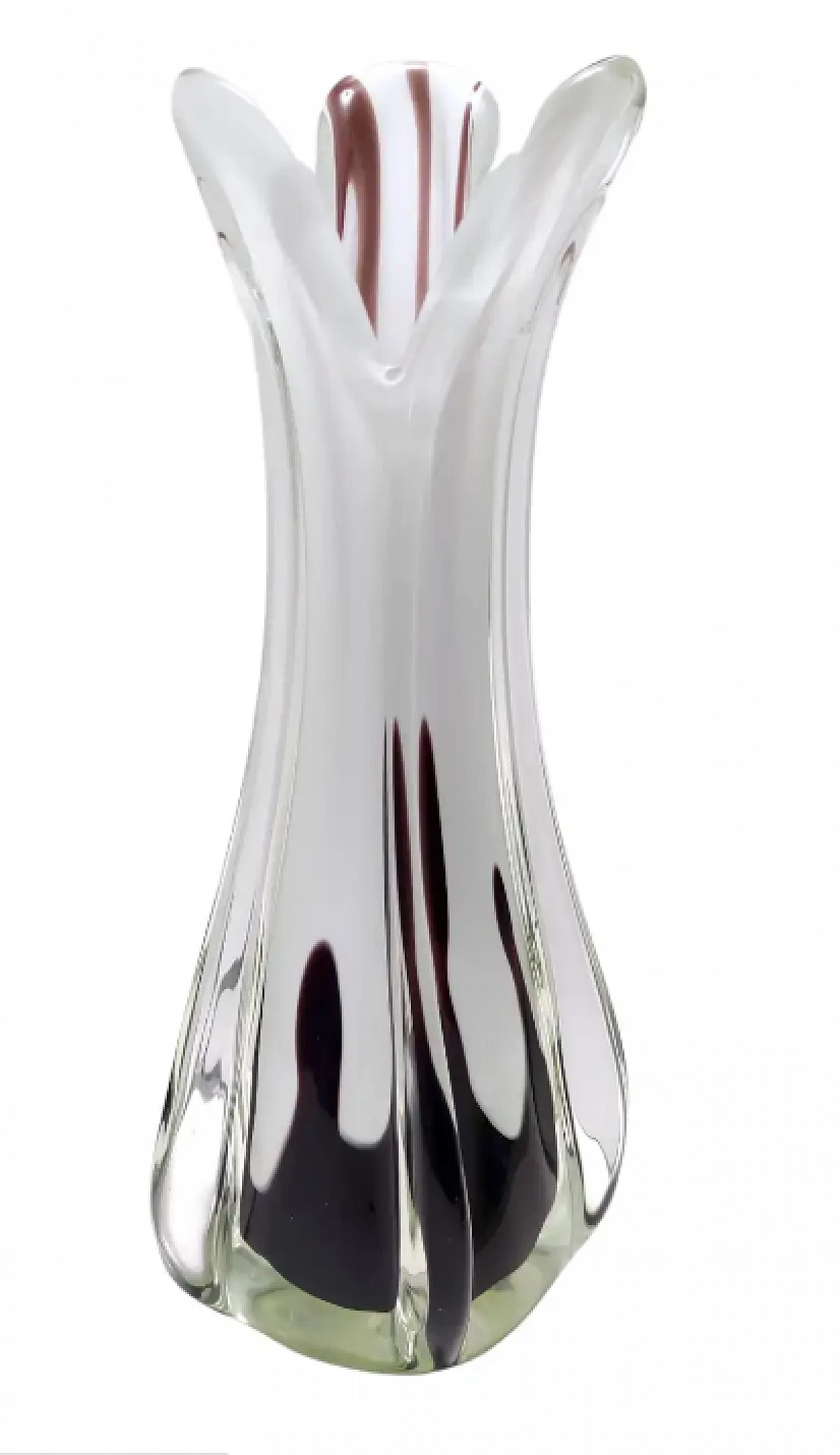 Vaso in vetro soffiato a mano bianco Sommerso dei Fratelli Toso, anni '60 1