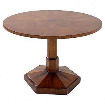 Biedermeier round walnut table with star, late 19th century